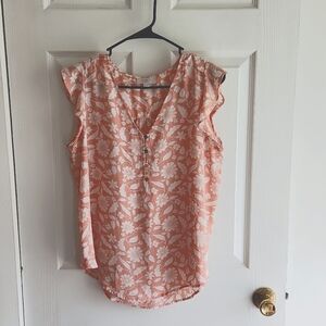 Peach blouse with white floral size medium Loft shirt